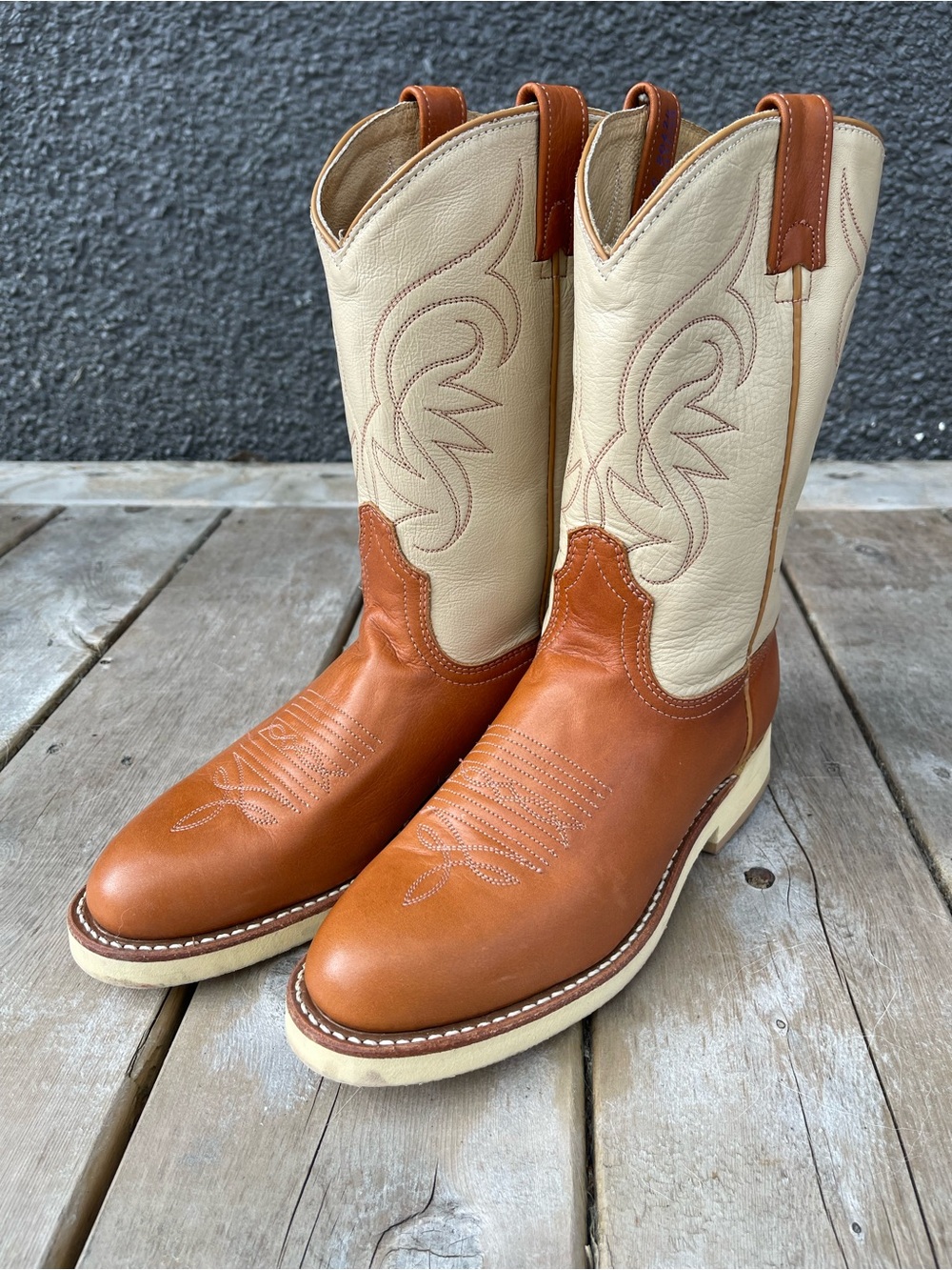 VINTAGE Western Leather Cowboy Boot